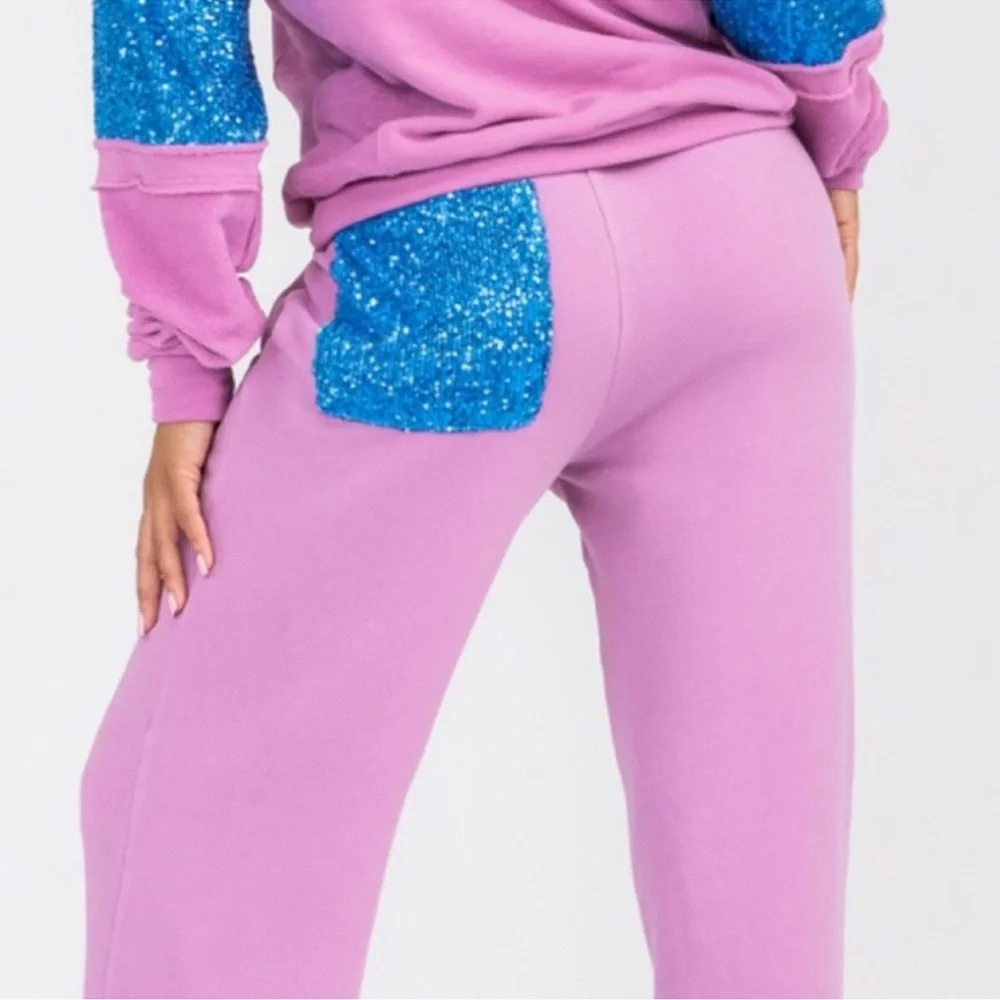 SEQUIN COTTON SPANDEX KNIT JOGGER PANT SET - Picture 6 of 7